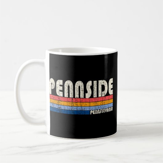 Retro 70s 80s Stijl Hometown van Pennside P Koffiemok (Links)
