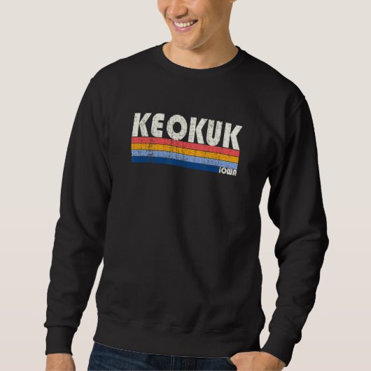 Retro 70s 80s Stijl Keokuk Iowa Trui (Voorkant)