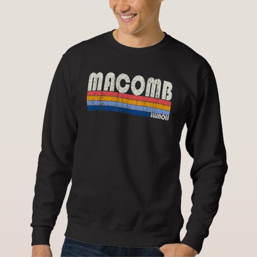 Retro 70s 80s Stijl Macomb Illinois Trui (Voorkant)