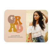 Retro 70s Aankondiging van Vibe Photo Afstuderen Magneet (Horizontaal)