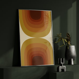 Retro 70s Aardse Geometrische Regenboog Modern Poster