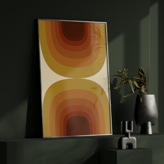  Retro 70s Aardse Geometrische Regenboog Modern Poster