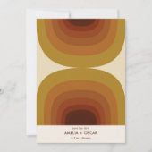 Retro 70s Abstracte Bogen Roest Terracotta Mosterd Save The Date (Voorkant)