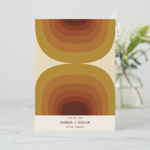 Retro 70s Abstracte Bogen Roest Terracotta Mosterd Save The Date
