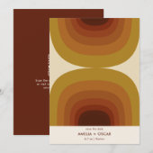 Retro 70s Abstracte Bogen Roest Terracotta Mosterd Save The Date (Voorkant / Achterkant)
