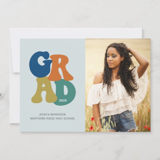 Retro '70s Afstudeerder 2025 Groovy Afstudeerfeest Kaart (Voorkant)