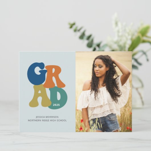 Retro '70s Afstudeerder 2025 Groovy Afstudeerfeest Kaart (Staand voorkant)