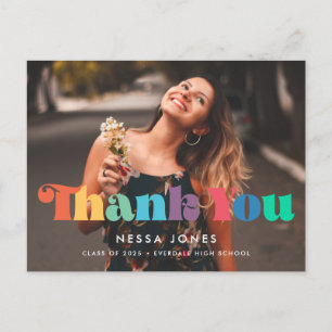 Retro  70s afstuderen Dank u foto Briefkaart