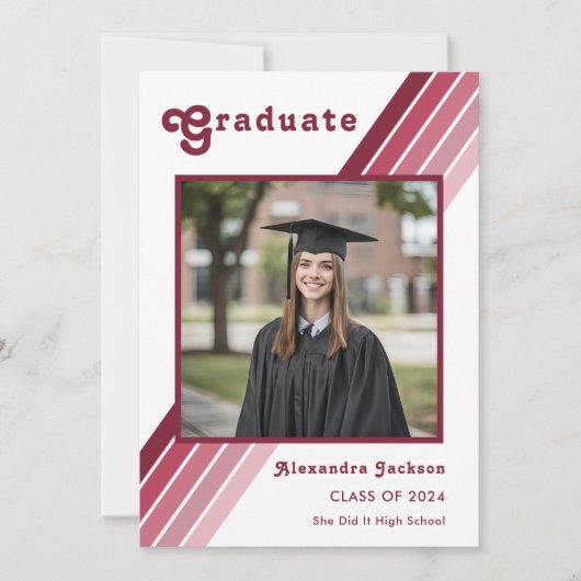 Retro 70s  Afstuderen foto aankondiging (Voorkant)