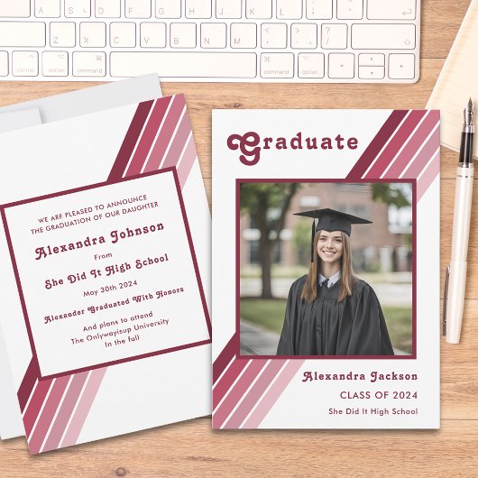 Retro 70s  Afstuderen foto aankondiging