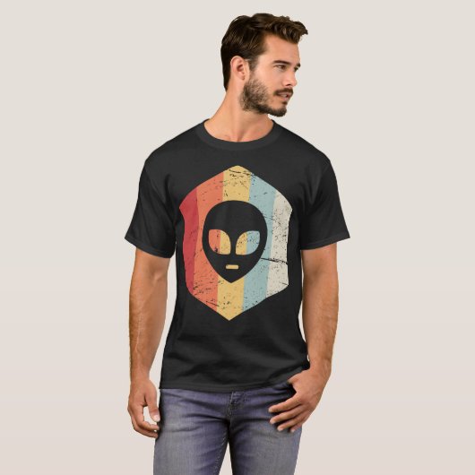 Retro 70S Alien UFO Icon T-shirt (Voorkant volledig)