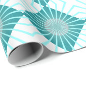 Retro 70s Aqua geometrische cirkel vierkant patroo Cadeaupapier (Rol Hoek)