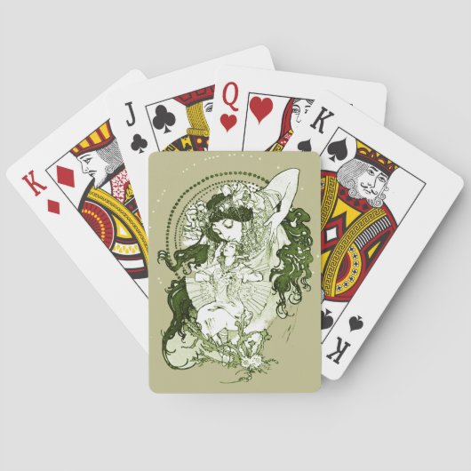 Retro 70s Art Nouveau Pokerkaarten (Achterkant)