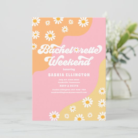 Retro 70s Bachelorette Weekend Itinerary Kaart (Staand voorkant)