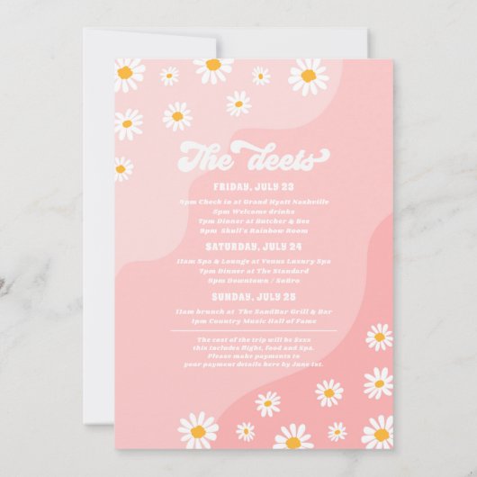 Retro 70s Bachelorette Weekend Itinerary Kaart (Achterkant)