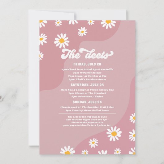 Retro 70s Bachelorette Weekend Itinerary Kaart (Achterkant)