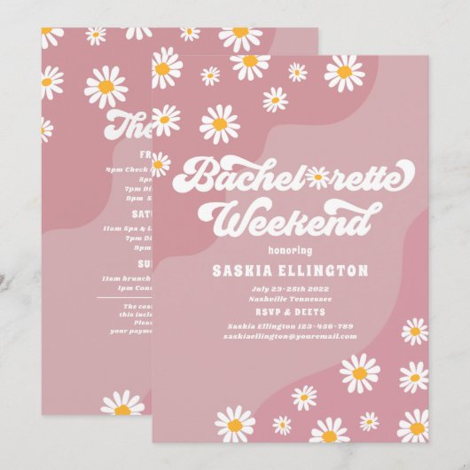 Retro 70s Bachelorette Weekend Itinerary Kaart (Voorkant / Achterkant)