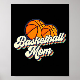 Retro 70s basketbalmoeder schattige speelster mama poster