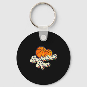 Retro 70s basketbalmoeder schattige speelster mama sleutelhanger