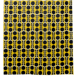 Retro 70s Behangpapier  Gele mosterd Douchegordijn