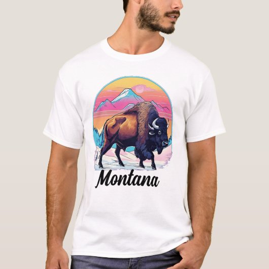 Retro 70s Bizon Design T-shirt (Voorkant)