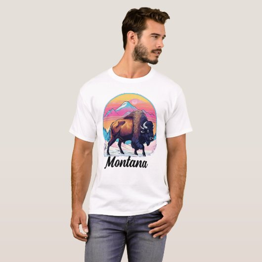 Retro 70s Bizon Design T-shirt (Voorkant volledig)