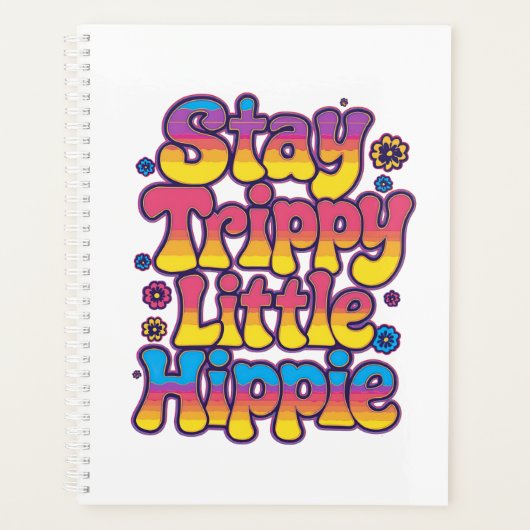 Retro 70s Blijf Trippy Kleine Hippie Kunst Planner (Voorkant)