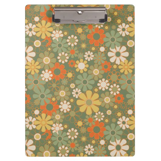 Retro 70s bloem Boho patroon Klembord (Voorkant)