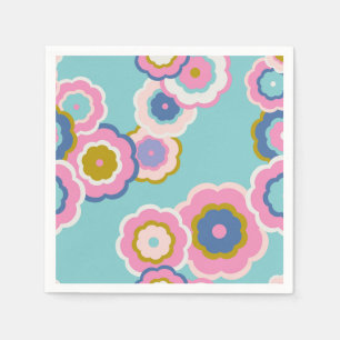 Retro 70s bloem Boho patroon Servet