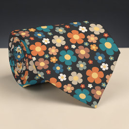 Retro 70s Bloem Klassieke Aangepaste Stropdas