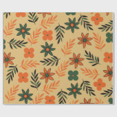 Retro  70s Bloemblaadjes Patroon Cadeaupapier (Vlak)