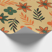Retro  70s Bloemblaadjes Patroon Cadeaupapier (Hoek)