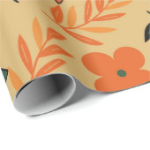 Retro  70s Bloemblaadjes Patroon Cadeaupapier (Rol Hoek)