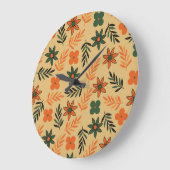 Retro  70s Bloemblaadjes Patroon Grote Klok (Hoek)