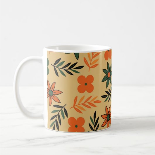 Retro  70s Bloemblaadjes Patroon Koffiemok (Links)
