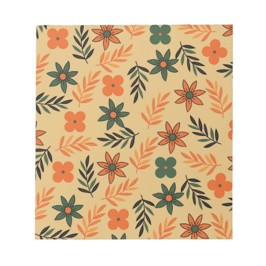 Retro  70s Bloemblaadjes Patroon Notitieblok (Voorkant)