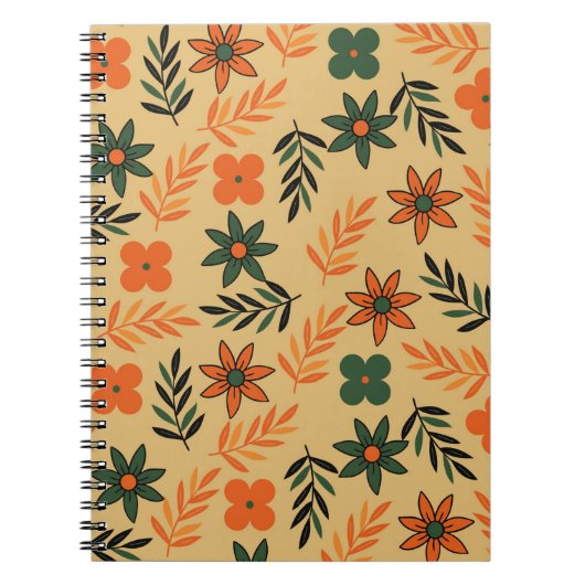 Retro  70s Bloemblaadjes Patroon Notitieboek (Voorkant)