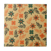 Retro  70s Bloemblaadjes Patroon Tegeltje (Voorkant)