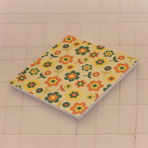 Retro  70s Bloemblaadjes Patroon Tegeltje