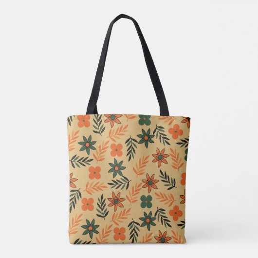Retro  70s Bloemblaadjes Patroon Tote Bag (Achterkant)