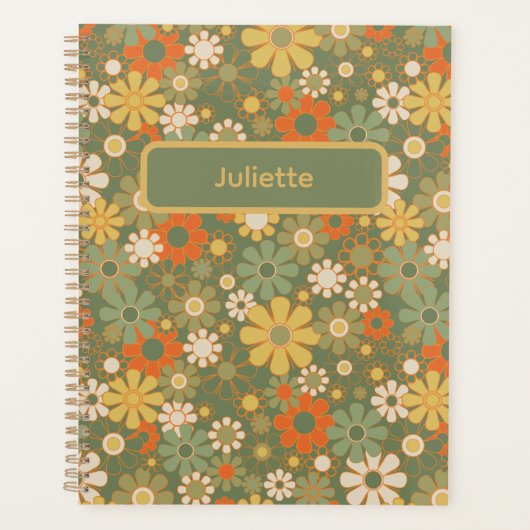 Retro 70s bloemboho-patroon planner (Voorkant)