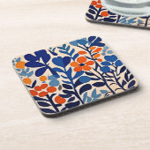 retro 70's bloemen bier onderzetter (Linkerzijde)