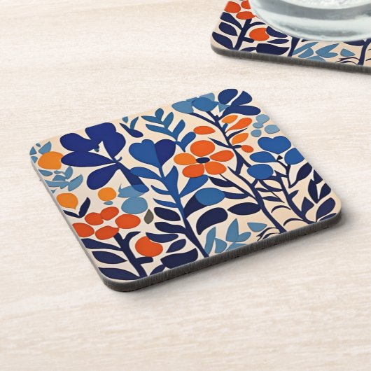 retro 70's bloemen bier onderzetter (Linkerzijde)