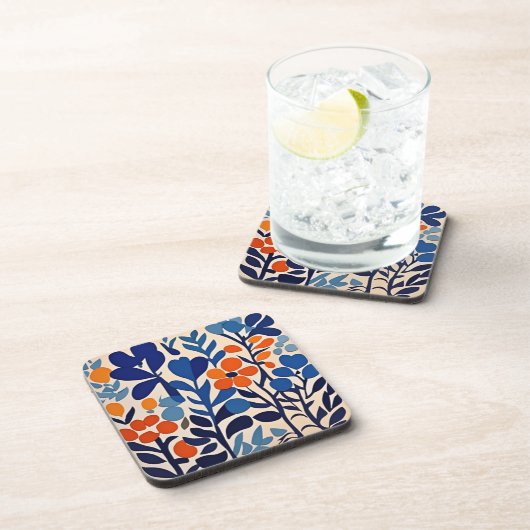 retro 70's bloemen bier onderzetter (Rechterzijde)