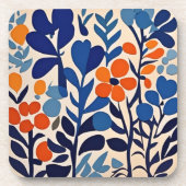 retro 70's bloemen bier onderzetter (Voorkant)