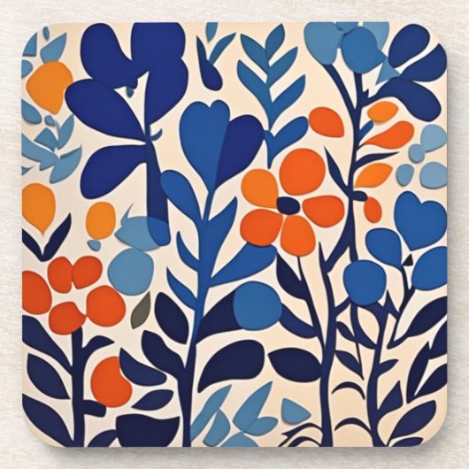 retro 70's bloemen bier onderzetter (Voorkant)