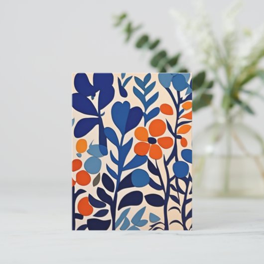 retro 70's bloemen briefkaart (Staand voorkant)