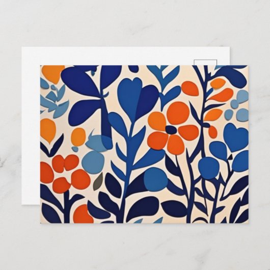 retro 70's bloemen feestdagenkaart (Voorkant / Achterkant)