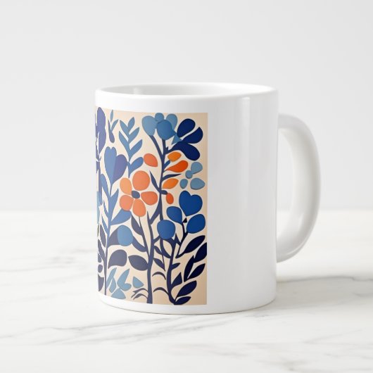 retro 70's bloemen grote koffiekop (Voorkant rechts)