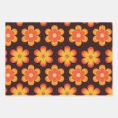 Retro 70s Bloemen in Oranje geel rood Inpakpapier Vel (Voorkant 2)